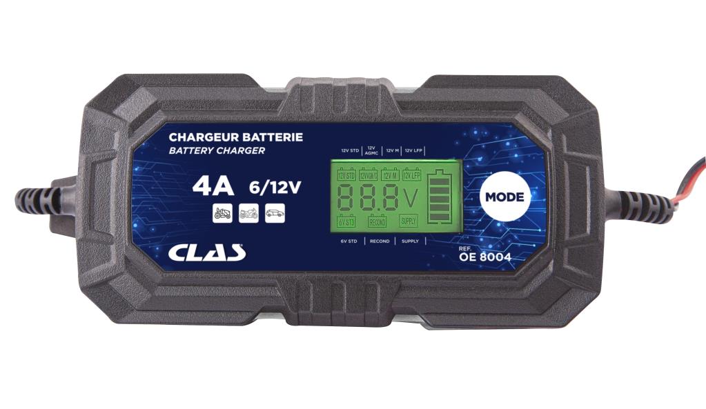 Chargeur de batterie de voiture ((de 6 à 12 V, et câbles)) CLAS ref. OE 8004